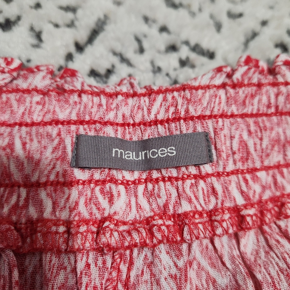 Maurice’s Shorts Flowy Drawstring Geometric Red White Design Comfy Rayon M - Picture 4 of 11